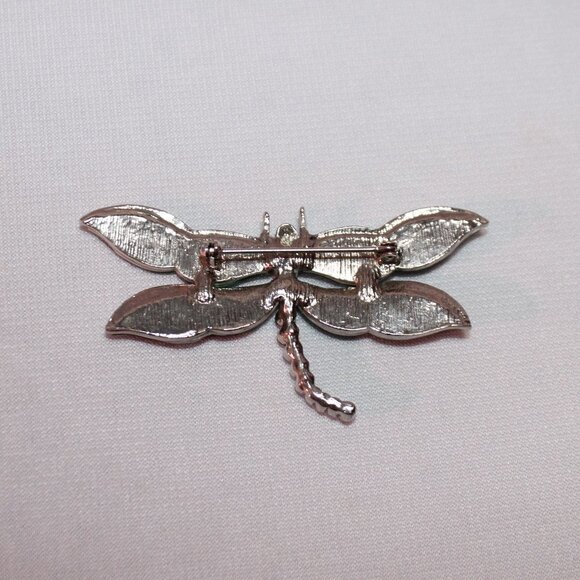 Vintage Abalone Dragonfly Brooch w/Rhinestones - Picture 3 of 9